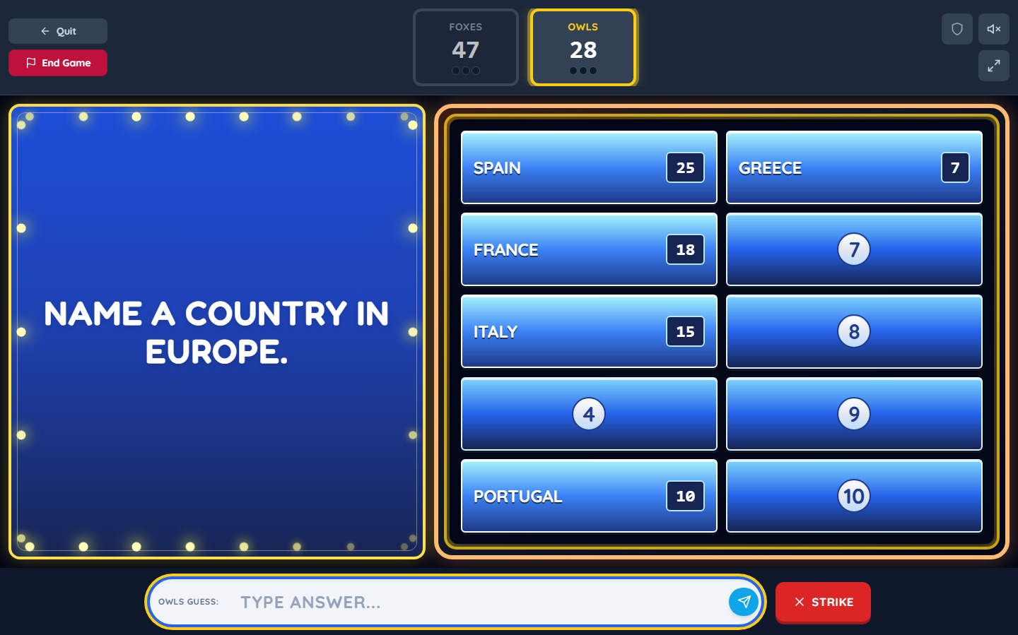 Survey Showdown geography question with five European countries revealed