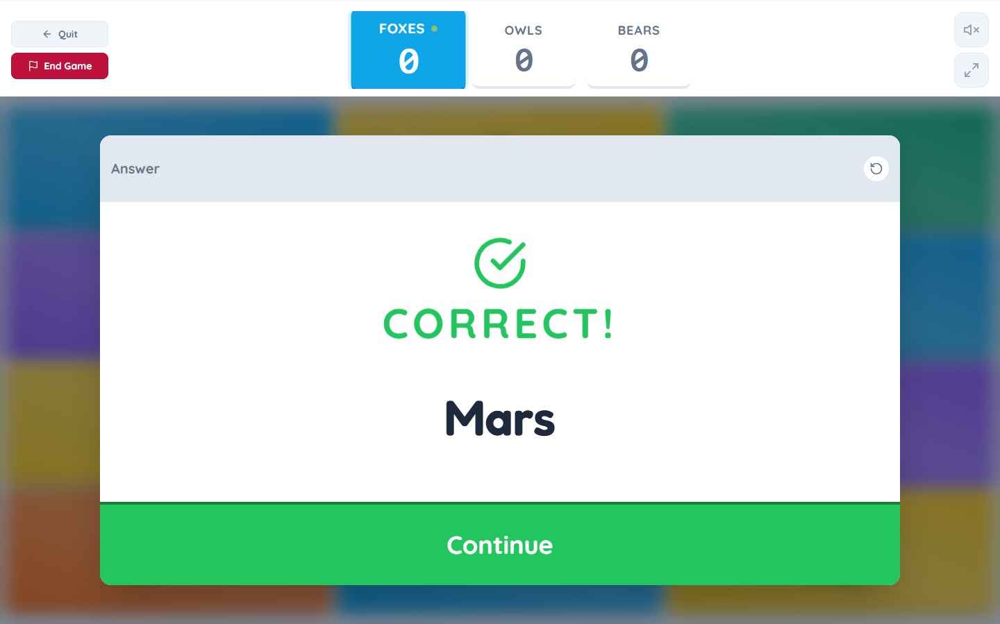 Trivia reveals Mars as the correct answer
